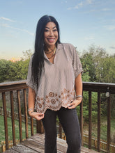 Load image into Gallery viewer, CARAMEL LATTE EMBROIDERED TOP