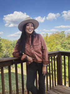OUT ON THE RANCH SUEDE BUTTON UP