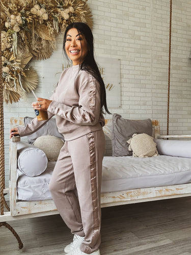 WAIT TILL YOU FEEL THIS SATIN STRIPE JOGGERS