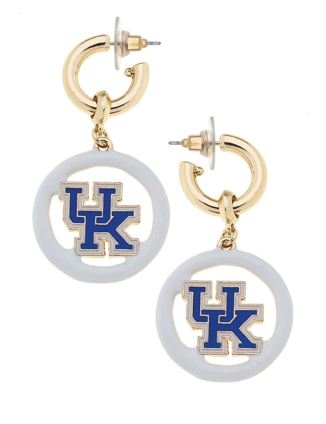 UK MEDALLION ENAMEL HOOP EARRINGS