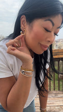 Load image into Gallery viewer, WAVY PEARL STUDDED HOOPS