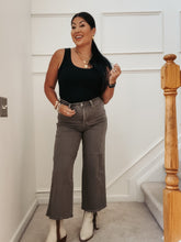 Load image into Gallery viewer, QUINN OLIVE CROPPED WIDE LEG JEANS