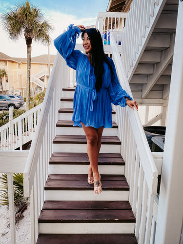 INDIGO ISLE PLEATED DRESS