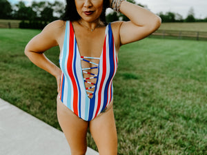 RED WHITE AND BOOM SWIMSUIT