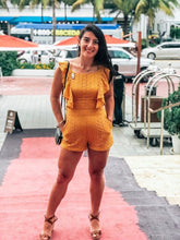 Load image into Gallery viewer, MUSTARD EYELET ROMPER